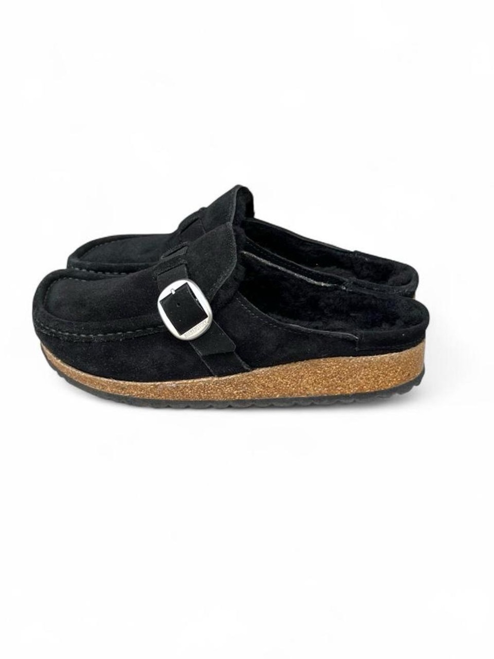 Birkenstock Buckley Shearling Suede Clogs Black EU 38 US Women’s 7-7.5 Narrow - Picture 5 of 7